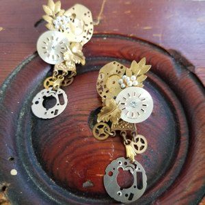Steampunk Watch Parts Earrings Post Stud Collage Earrings